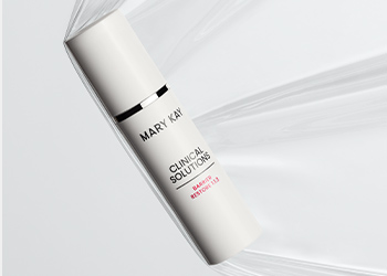 Bottle of Mary Kay Clinical Solutions Barrier Restore 1:1:3 suspended in a sheet of plastic representing a strong skin barrier